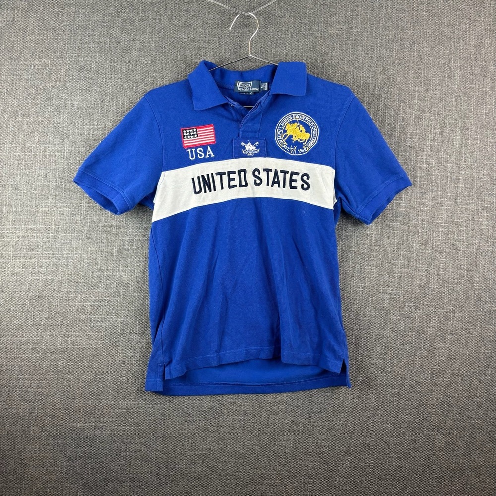 Polo Ralph Lauren Polo Shirt Mens Medium Custom Fit USA Flag United States IV